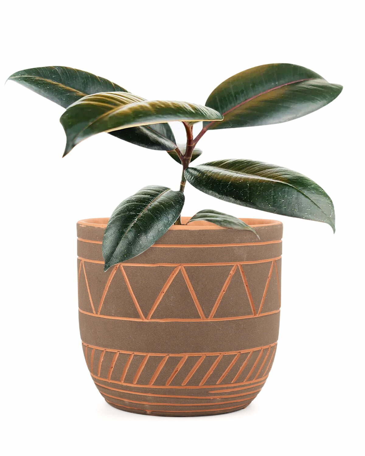 5.5 inch Black-Clay Color Geometric Pattern Pot for sale, Decorative Pot for houseplants, Buy large planter for houseplants online