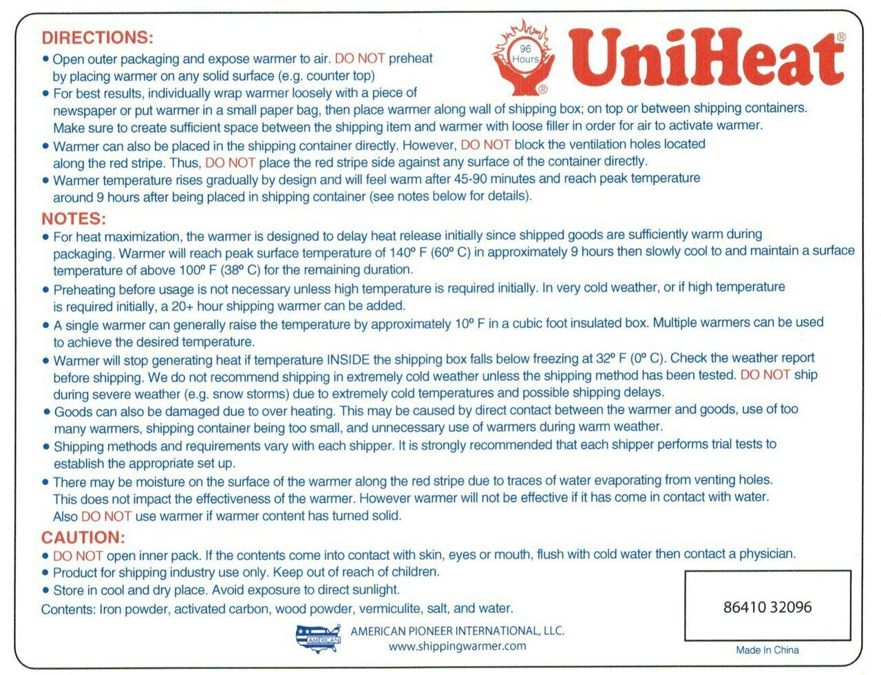 96 hours heat pack, heat pack, shipping warmers, shipping heat pack, heat bag, uniheat 96 hour, live houseplant, delivery box, succulent garden, garden tool, garden gift, houseplant gift