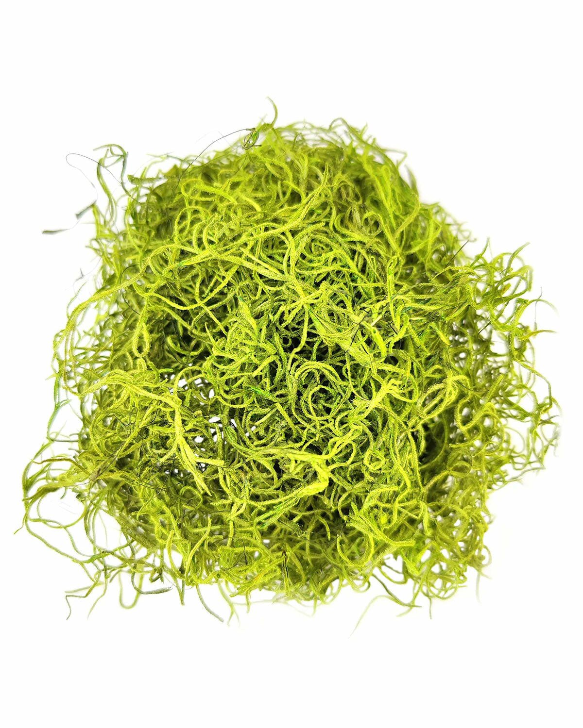 Green Preserved Spanish Moss makes excellent decorative soil covers for potted plant