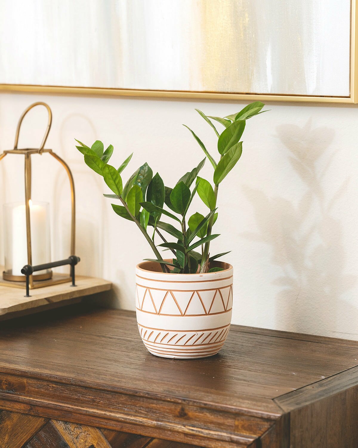 geometric indoor plant pots Large Geometric Pattern Clay Pot - Terracotta Planter for Succulent & Houseplant