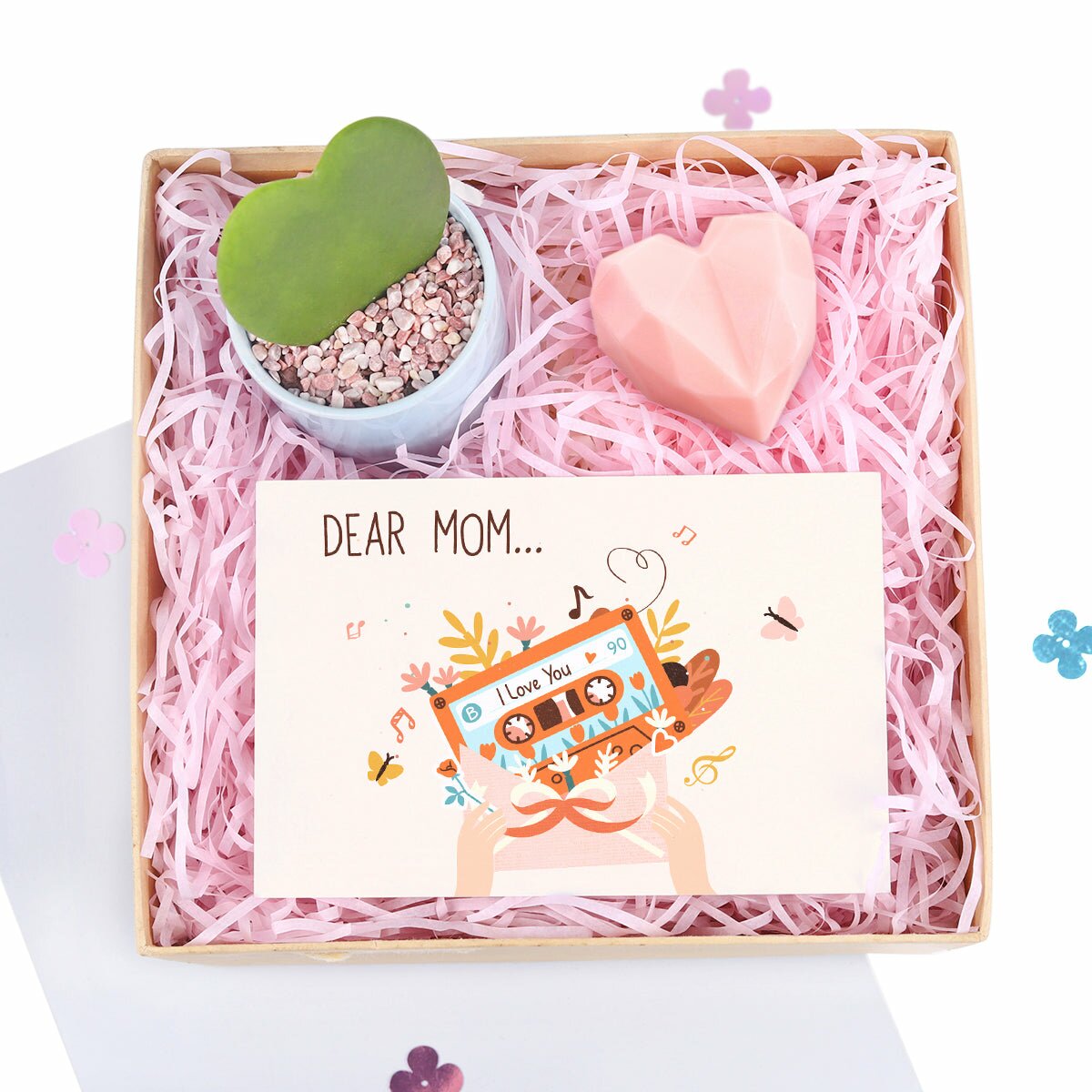 Mother's Day Gift Box, Gift Ideas for Mother's Day, Gift for Mom, Gift Ideas for Mother's Day 2023, Plant Gift Box, Gift Box with Greeting Card, Heart-Shaped Soap as Gift, lovely gift box for mom's speical day