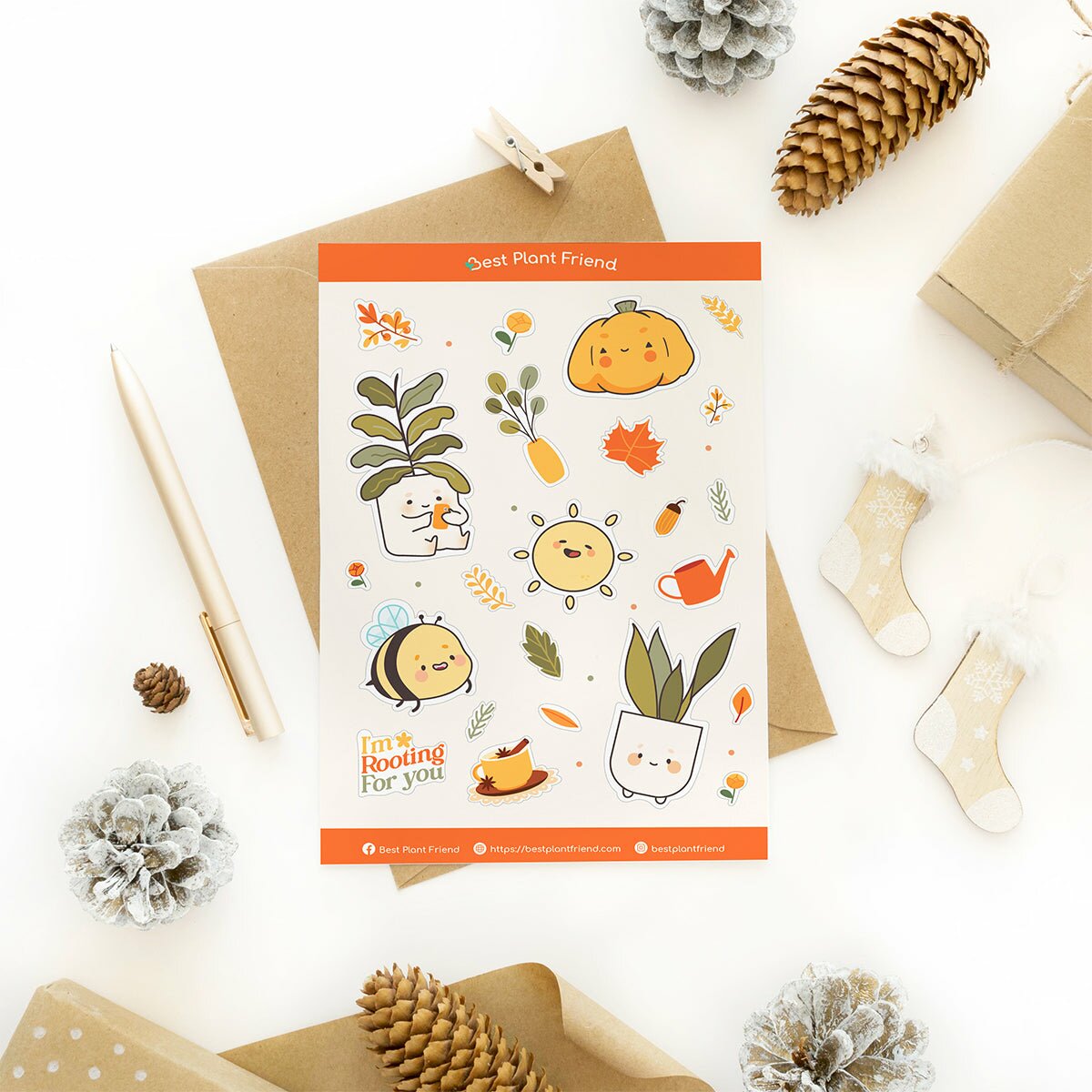 Rooting for you sticker, sending support gift ideas, stickers in houseplant theme, houseplant gift ideas, craft and gift making, vinyl stickers